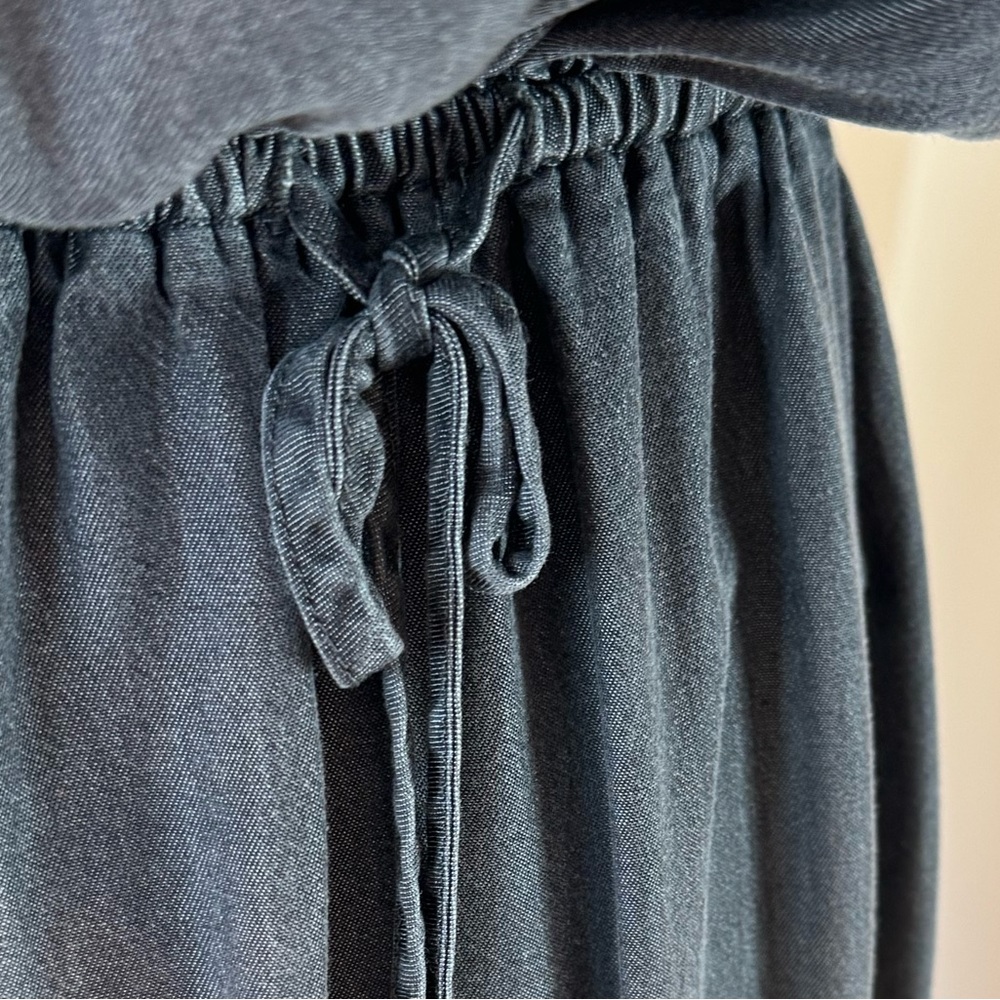 Tie Halter Maxi Dress Washed Black Ruffle Hem Time and Tru Elastic Waist Pockets - Picture 7 of 10